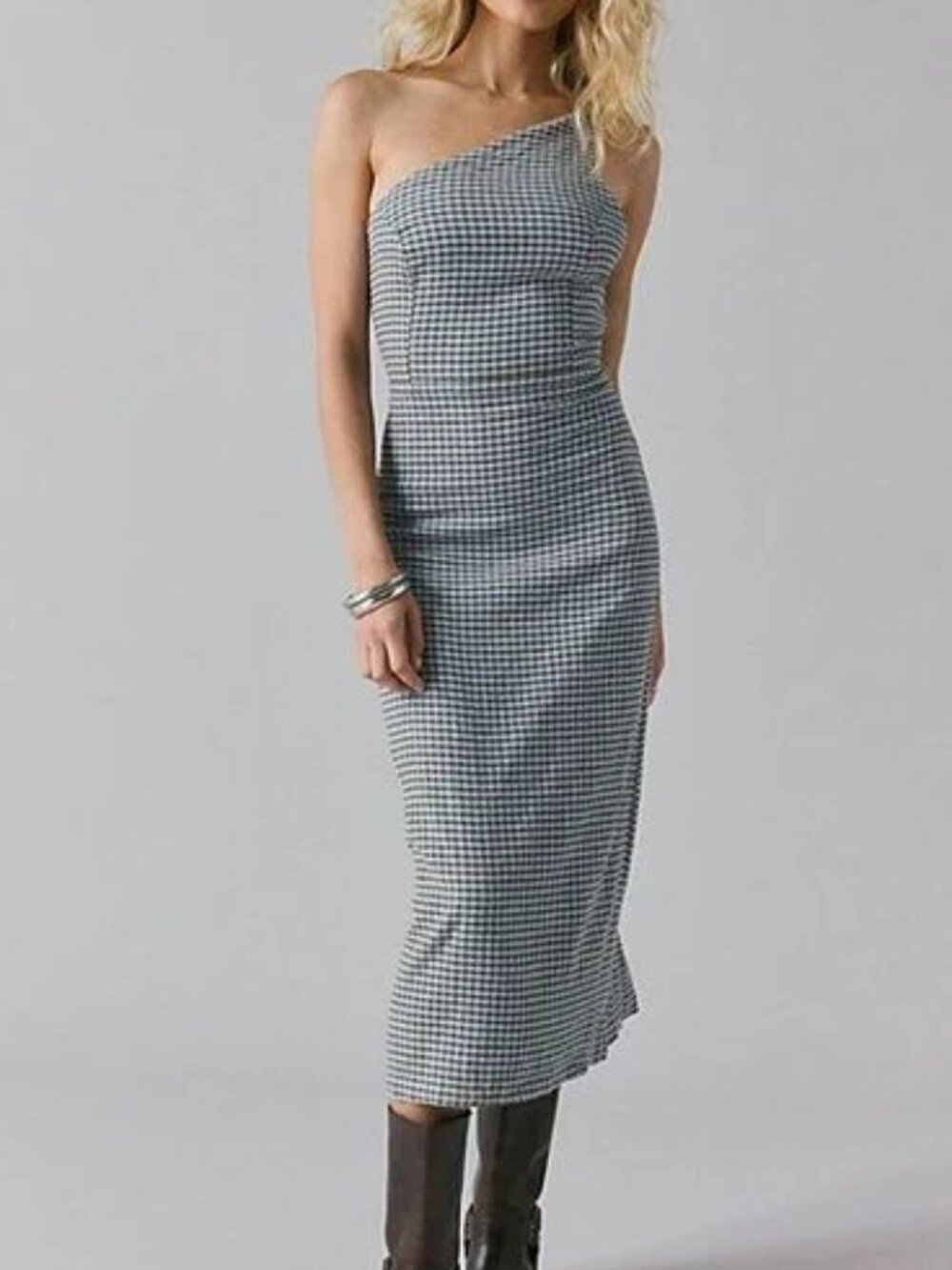 NWT UO Urban Outfitters Carson Asymmetrical One Shoulder Linen-Blend Midi Dress